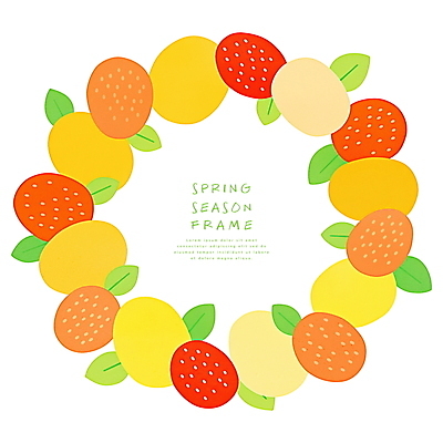 PSD 잎 오렌지 일러스트 딸기 사람없음 주황색 화환 봄 레몬 원형프레임 리스장식 카피스페이스 국내일러스트 식물 계절 꽃 컬러 과일 프레임 장식 공백 원형 파일형식