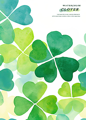 PSD 일러스트 수채화 사람없음 초록색 네잎클로버 국내일러스트 식물 컬러 클로버 파일형식