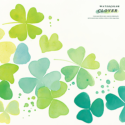 PSD 일러스트 수채화 사람없음 초록색 클로버 국내일러스트 컬러 파일형식