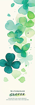 PSD 일러스트 수채화 사람없음 초록색 클로버 국내일러스트 컬러 파일형식