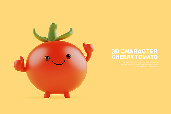 PSD 편집이미지 방울토마토 3D캐릭터 의인화 미소 웃음 사람없음 빨간색 손들기 귀여움 즐거움 따봉 편집3D 캐릭터 감정 컬러 컨셉 토마토 모션 표정 3D 최고 파일형식