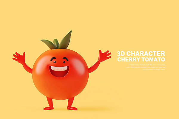 PSD 편집이미지 방울토마토 3D캐릭터 의인화 미소 웃음 사람없음 빨간색 귀여움 만세 즐거움 편집3D 캐릭터 감정 컬러 컨셉 토마토 모션 표정 3D 파일형식