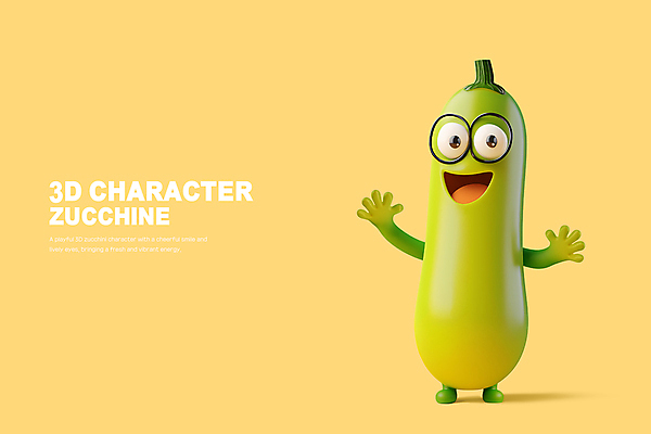 PSD 편집이미지 팔벌리기 3D캐릭터 미소 웃음 사람없음 노란색 3D 귀여움 주키니 안경낌 편집3D 캐릭터 안경 컬러 컨셉 모션 표정 디지털합성 파일형식