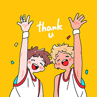 남자 어린이 유니폼 일러스트 협력 농구 웃음 소년 상반신 두명 친구 노란색 손들기 즐거움 꽃가루 땡큐 아대 피어싱 소년만 일러캐릭터 AI파일 캐릭터 옷 감정 컬러 장신구 관계 모션 표정 사람 구기 가루 남자만 어린이만 파일형식 벡터