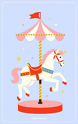 분홍색 일러스트 사람없음 반짝임 축제 놀이공원 깃발 빈티지 오브젝트 회전목마 국내일러스트 AI파일 컬러 컨셉 모션 테마파크 놀이기구 파일형식 벡터