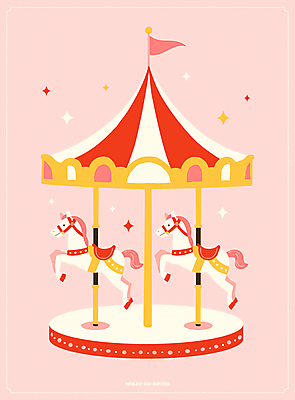 분홍색 일러스트 사람없음 반짝임 축제 놀이공원 깃발 빈티지 오브젝트 회전목마 국내일러스트 AI파일 컬러 컨셉 모션 테마파크 놀이기구 파일형식 벡터