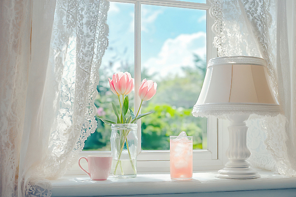 JPG 나무 구름 편집이미지 사람없음 인테리어 햇빛 봄 튤립 스탠드 프릴 커튼 커피잔 오브젝트 냉음료 아기자기 편집실사 AI포토 AI콘텐츠 자연요소 식물 디자인 계절 꽃 커피 음료 컨셉 조명 잔 장식 태양 CG 파일형식