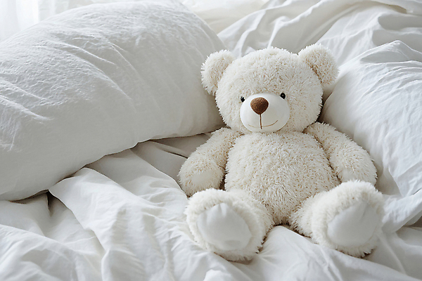 JPG 편집이미지 베개 실내 사람없음 귀여움 곰인형 침실 이불 흰색 침대 포근함 오브젝트 부드러움 편집실사 AI포토 AI콘텐츠 인형 컬러 가구 컨셉 침구 내부 감각 CG 파일형식