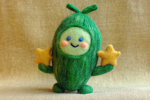 JPG 편집이미지 별 인형 채소 오이 요정 미소 들기 사람없음 편식 편집실사 양모펠트 AI포토 AI콘텐츠 자연요소 모션 표정 CG 양모 식생활 펠트 파일형식