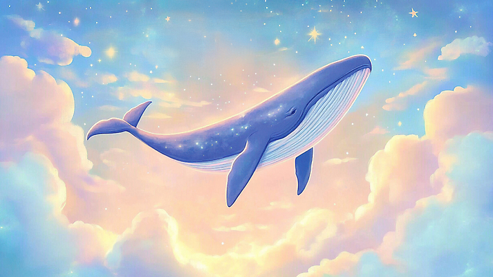 JPG 구름 일러스트 상상 밤하늘 하늘 동화 사람없음 반짝임 판타지 비행 신비 고래 그림 몽환 국내일러스트 AI일러스트 AI콘텐츠 자연요소 컨셉 포유류 모션 수중동물 야간 파일형식