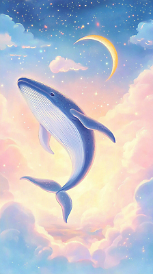 JPG 구름 일러스트 상상 밤하늘 하늘 동화 사람없음 반짝임 판타지 달 비행 신비 고래 그림 몽환 국내일러스트 AI일러스트 AI콘텐츠 자연요소 컨셉 포유류 모션 수중동물 야간 파일형식