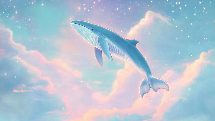 JPG 구름 일러스트 상상 밤하늘 하늘 동화 사람없음 반짝임 판타지 비행 신비 고래 그림 몽환 국내일러스트 AI일러스트 AI콘텐츠 자연요소 컨셉 포유류 모션 수중동물 야간 파일형식