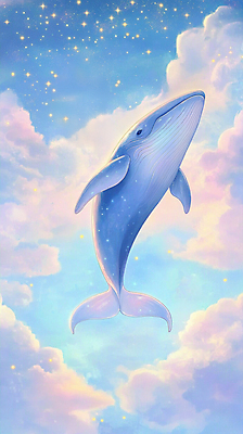JPG 구름 일러스트 상상 밤하늘 하늘 동화 사람없음 반짝임 판타지 비행 신비 고래 그림 몽환 국내일러스트 AI일러스트 AI콘텐츠 자연요소 컨셉 포유류 모션 수중동물 야간 파일형식