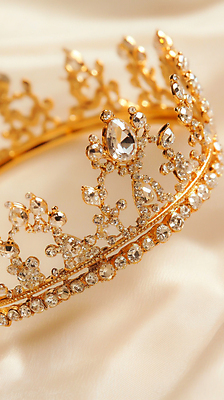 JPG 편집이미지 왕관 사람없음 장식 빛 화려 황금 클래식 고급 우아함 실크 진주 다이아몬드 편집실사 AI포토 AI콘텐츠 컨셉 직물 보석 CG 파일형식