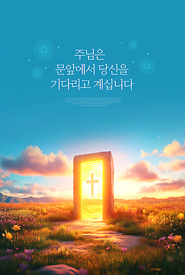 PSD 구름 편집이미지 종교 십자가 꽃밭 하늘 초원 사람없음 빛 문 하나님 기다림 천국 이미지편집 자연요소 꽃 모션 신_종교 파일형식