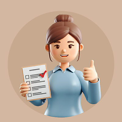 PSD 편집이미지 응시 여자 교육 한명 들기 상반신 갈색 3D 교사 체크표시 올림머리 따봉 리스트 편집3D 직업 1 헤어스타일 시선 컬러 모션 사람 최고 디지털합성 확인 파일형식