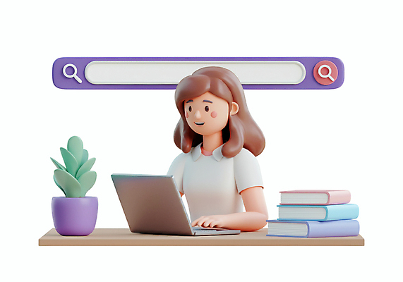 PSD 식물 편집이미지 여자 화분 한명 상반신 성인 책 노트북 3D 타이핑 업무 책상 검색 검색창 성인여자한명만 편집3D 1 가구 사람 전자제품 작업 디지털합성 여자한명만 성인여자만 파일형식