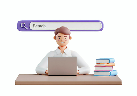 PSD 편집이미지 남자 한명 상반신 성인 노트북 3D 타이핑 업무 책상 검색 검색창 책더미 성인남자한명만 편집3D 1 가구 사람 책 전자제품 작업 디지털합성 무더기 남자한명만 성인남자만 파일형식