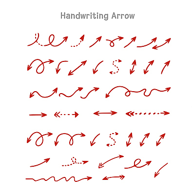 화살표 점선 곡선 일러스트 사람없음 빨간색 세트 손그림 엘리먼트 국내일러스트 AI파일 선 컬러 파일형식 벡터