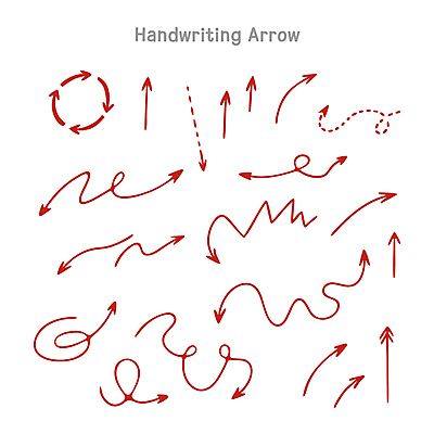 화살표 점선 곡선 일러스트 사람없음 빨간색 세트 손그림 엘리먼트 국내일러스트 AI파일 선 컬러 파일형식 벡터