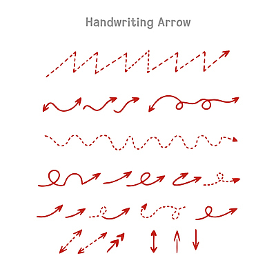 화살표 점선 곡선 일러스트 사람없음 빨간색 세트 손그림 엘리먼트 국내일러스트 AI파일 선 컬러 파일형식 벡터