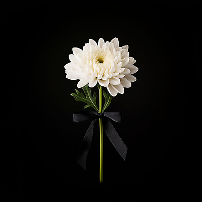 JPG 편집이미지 리본 한송이 국화 사람없음 검은색 애도 위로 장례식 추모 편집실사 AI포토 AI콘텐츠 1 꽃 컬러 CG 송이 파일형식
