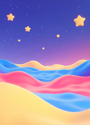 JPG 별 일러스트 밤하늘 풍경 사람없음 컬러풀 꿈 입체 색감 몽환 국내일러스트 AI일러스트 AI콘텐츠 자연요소 컬러 컨셉 하늘 야간 파일형식