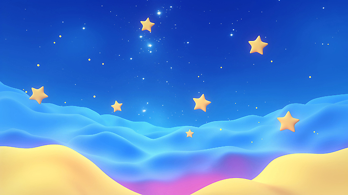 JPG 구름 별 일러스트 밤하늘 사람없음 컬러풀 언덕 입체 몽환 국내일러스트 AI일러스트 AI콘텐츠 자연요소 컬러 컨셉 하늘 야간 파일형식