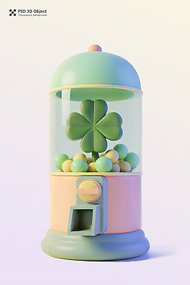 PSD 아이콘 그림자 사람없음 3D아이콘 3D 행운 네잎클로버 그라데이션 뽑기 뽑기머신 검볼머신 편집3D 식물 컨셉 클로버 디지털합성 파일형식