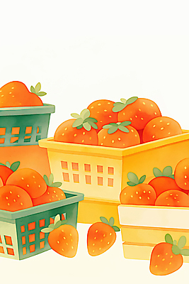 JPG 잎 일러스트 딸기 따뜻함 사람없음 빨간색 귀여움 봄 과일바구니 국내일러스트 AI일러스트 AI콘텐츠 식물 계절 컬러 컨셉 과일 바구니 파일형식