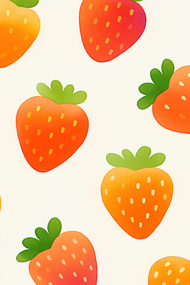 JPG 잎 패턴 일러스트 딸기 따뜻함 사람없음 빨간색 귀여움 봄 국내일러스트 AI일러스트 AI콘텐츠 식물 계절 컬러 컨셉 무늬 과일 파일형식