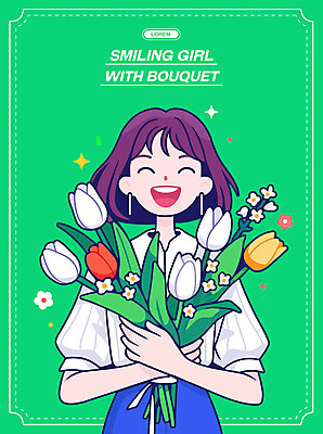 여자 행복 부케 결혼 일러스트 한명 미소 들기 성인 초록색 반짝임 귀여움 귀걸이 봄 튤립 싱그러움 성인여자한명만 일러캐릭터 AI파일 캐릭터 1 계절 꽃 감정 컬러 꽃다발 컨셉 장신구 모션 표정 사람 이벤트 여자한명만 성인여자만 파일형식 벡터