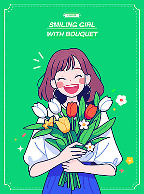 여자 행복 부케 결혼 일러스트 한명 미소 들기 성인 초록색 반짝임 귀여움 귀걸이 봄 튤립 싱그러움 성인여자한명만 일러캐릭터 AI파일 캐릭터 1 계절 꽃 감정 컬러 꽃다발 컨셉 장신구 모션 표정 사람 이벤트 여자한명만 성인여자만 파일형식 벡터