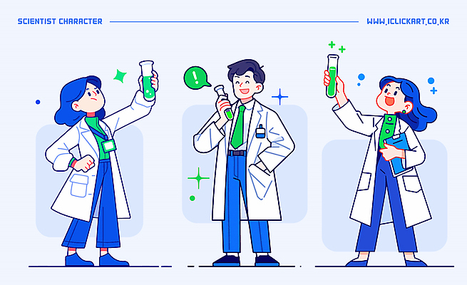 전신 응시 여자 남자 허리손 말풍선 일러스트 실험 들기 성인 세명 파란색 반짝임 액체 과학자 플라스크 주머니손 서류판 위생가운 성인만 일러캐릭터 AI파일 직업 캐릭터 시선 컬러 과학 포즈 모션 실험기구 사람 사무용품 가운 학자 파일형식 벡터