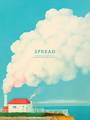 PSD 바다 하늘색 일러스트 하늘 주택 굴뚝 풍경 잔디 사람없음 건물 울타리 절벽 연기 전봇대 확산 국내일러스트 식물 건축물 공공시설 파란색 담장 파일형식