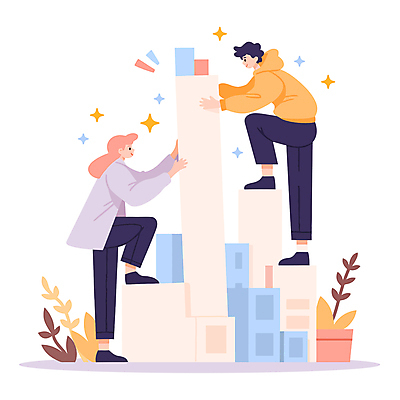 전신 여자 남자 화분 일러스트 나뭇잎 함께함 성인 두명 반짝임 상자 손들기 쌓기 우정 성인만 국내일러스트 AI파일 컨셉 잎 모션 사람 친구 파일형식 벡터