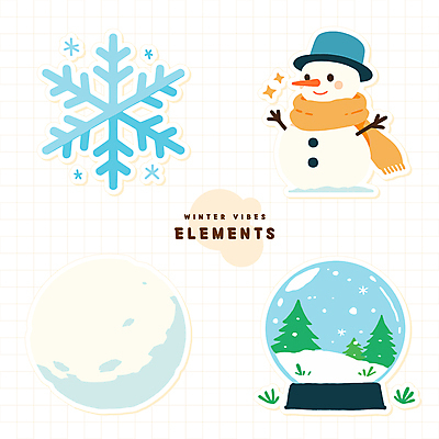 나무 모자 스티커 겨울 일러스트 눈사람 눈꽃 사람없음 반짝임 목도리 눈송이 오브젝트 스노글로브 눈덩이 엘리먼트 국내일러스트 AI파일 식물 잡화 계절 모션 눈_날씨 장식 파일형식 벡터