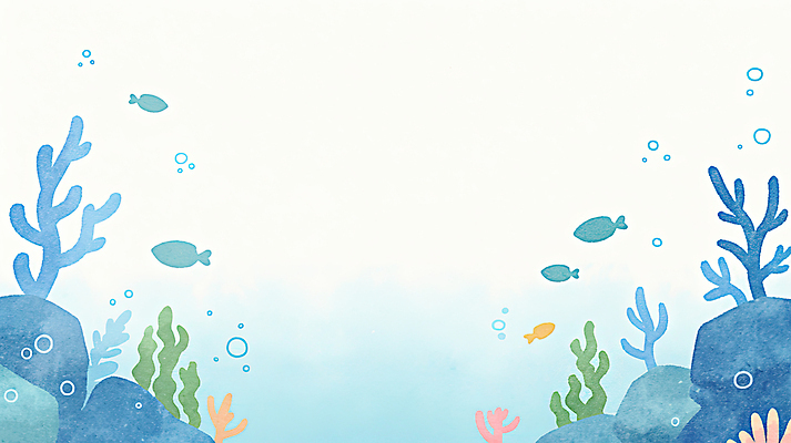 JPG 바다 하늘색 일러스트 자연 수채화 어류 풍경 사람없음 바닷속 거품 돌_바위 바위 해초 산호 감성 미역 국내일러스트 AI일러스트 AI콘텐츠 컨셉 파란색 수중 수중동물 해조류 자포동물 생태계 파일형식