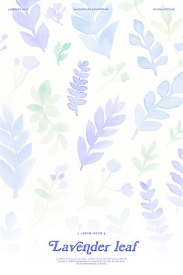 PSD 잎 일러스트 수채화 사람없음 보라색 번짐 라벤더 플라워패턴 미니멀 국내일러스트 식물 꽃 컬러 패턴 허브 파일형식 효과
