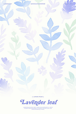 PSD 잎 일러스트 수채화 사람없음 보라색 번짐 라벤더 플라워패턴 미니멀 국내일러스트 식물 꽃 컬러 패턴 허브 파일형식 효과