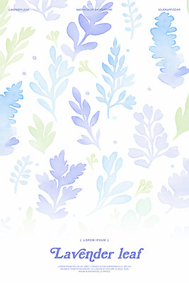 PSD 잎 일러스트 수채화 사람없음 보라색 번짐 라벤더 플라워패턴 미니멀 국내일러스트 식물 꽃 컬러 패턴 허브 파일형식 효과