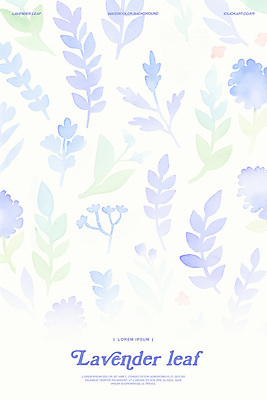 PSD 잎 일러스트 수채화 사람없음 보라색 번짐 라벤더 플라워패턴 미니멀 국내일러스트 식물 꽃 컬러 패턴 허브 파일형식 효과