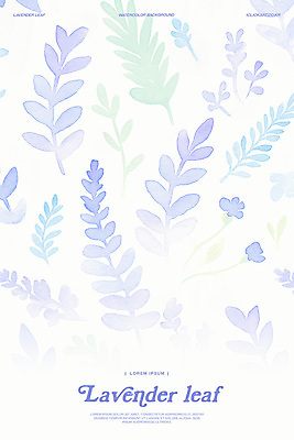 PSD 잎 일러스트 수채화 사람없음 보라색 번짐 라벤더 플라워패턴 미니멀 국내일러스트 식물 꽃 컬러 패턴 허브 파일형식 효과