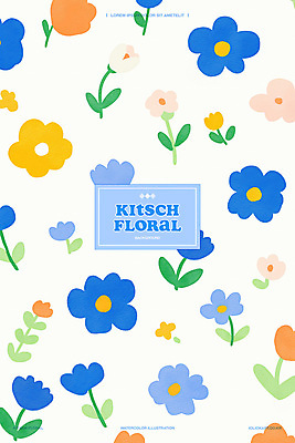 PSD 꽃 백그라운드 일러스트 수채화 사람없음 귀여움 플라워패턴 미니멀 키치 국내일러스트 식물 컨셉 패턴 파일형식