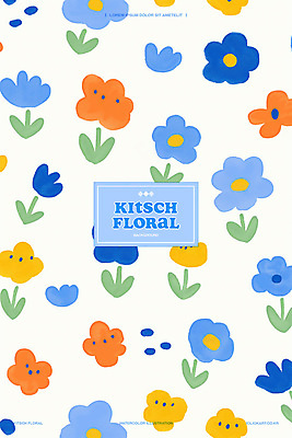 PSD 꽃 백그라운드 일러스트 수채화 사람없음 귀여움 플라워패턴 미니멀 키치 국내일러스트 식물 컨셉 패턴 파일형식