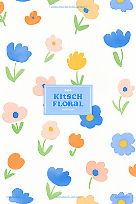 PSD 꽃 백그라운드 일러스트 수채화 사람없음 귀여움 플라워패턴 미니멀 키치 국내일러스트 식물 컨셉 패턴 파일형식