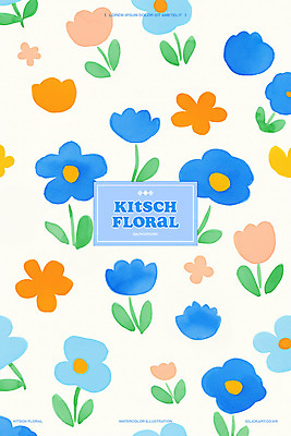 PSD 꽃 백그라운드 일러스트 수채화 사람없음 귀여움 플라워패턴 미니멀 키치 국내일러스트 식물 컨셉 패턴 파일형식