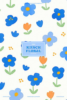 PSD 꽃 백그라운드 일러스트 수채화 사람없음 귀여움 플라워패턴 미니멀 키치 국내일러스트 식물 컨셉 패턴 파일형식