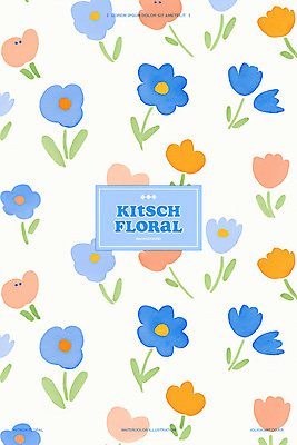 PSD 꽃 백그라운드 일러스트 수채화 사람없음 귀여움 플라워패턴 미니멀 키치 국내일러스트 식물 컨셉 패턴 파일형식