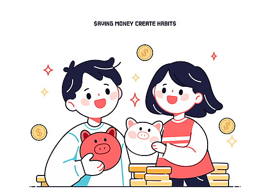 여자 교육 남자 어린이 일러스트 들기 소녀 상반신 성인 두명 반짝임 달러 저축 돼지저금통 습관 동전탑 부녀 국내일러스트 AI파일 딸 돈 가족 모션 사람 금융 쌓기 동전 저금통 아빠 파일형식 벡터